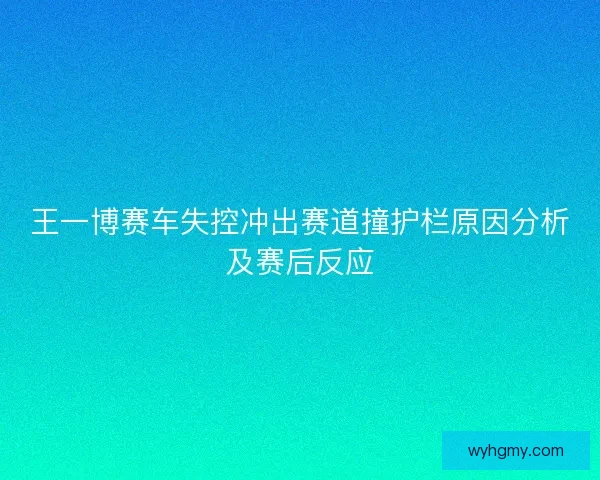 王一博赛车失控冲出赛道撞护栏原因分析及赛后反应