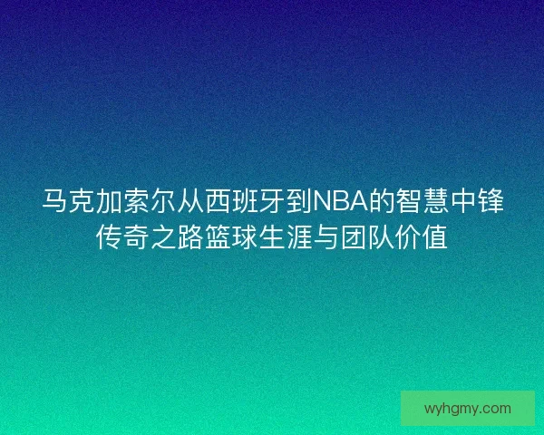 马克加索尔从西班牙到NBA的智慧中锋传奇之路篮球生涯与团队价值