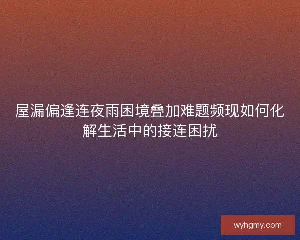 屋漏偏逢连夜雨困境叠加难题频现如何化解生活中的接连困扰