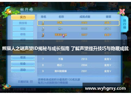 熊猫人之谜声望ID揭秘与成长指南 了解声望提升技巧与隐藏成就